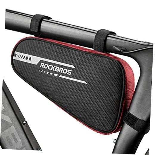 Bike Frame Bag 1.2L Bicycle Triangle Storage Pouch Cycling Pack | Red Black