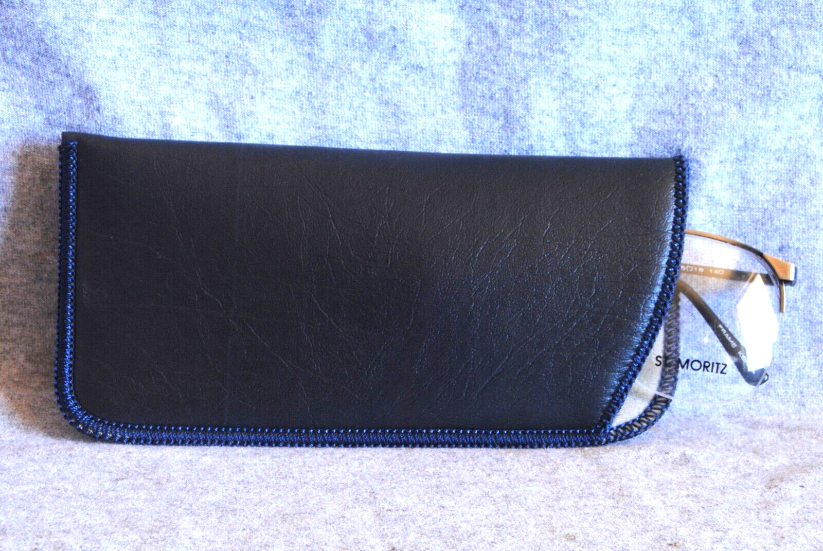 dark blue soft eyeglass sunglass case