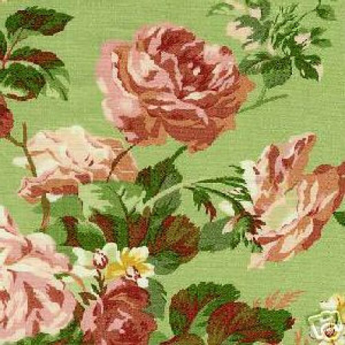 2 YDS Timeless Treasures SPRINGFIELD Floral & Stripe QUILT FABRIC SET Green