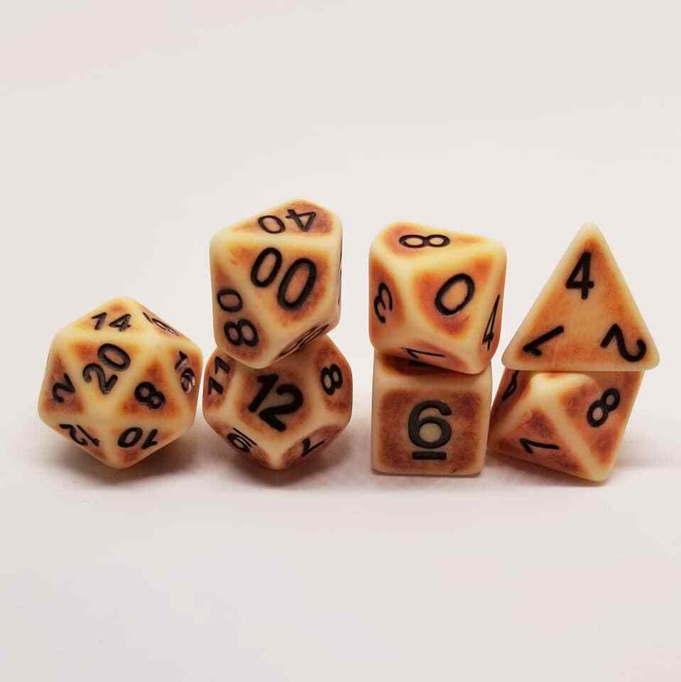 Barbarian Bone 7 RPG Dice Set Polyhedral DND Dungeons Dragons Pathfinder AD&D