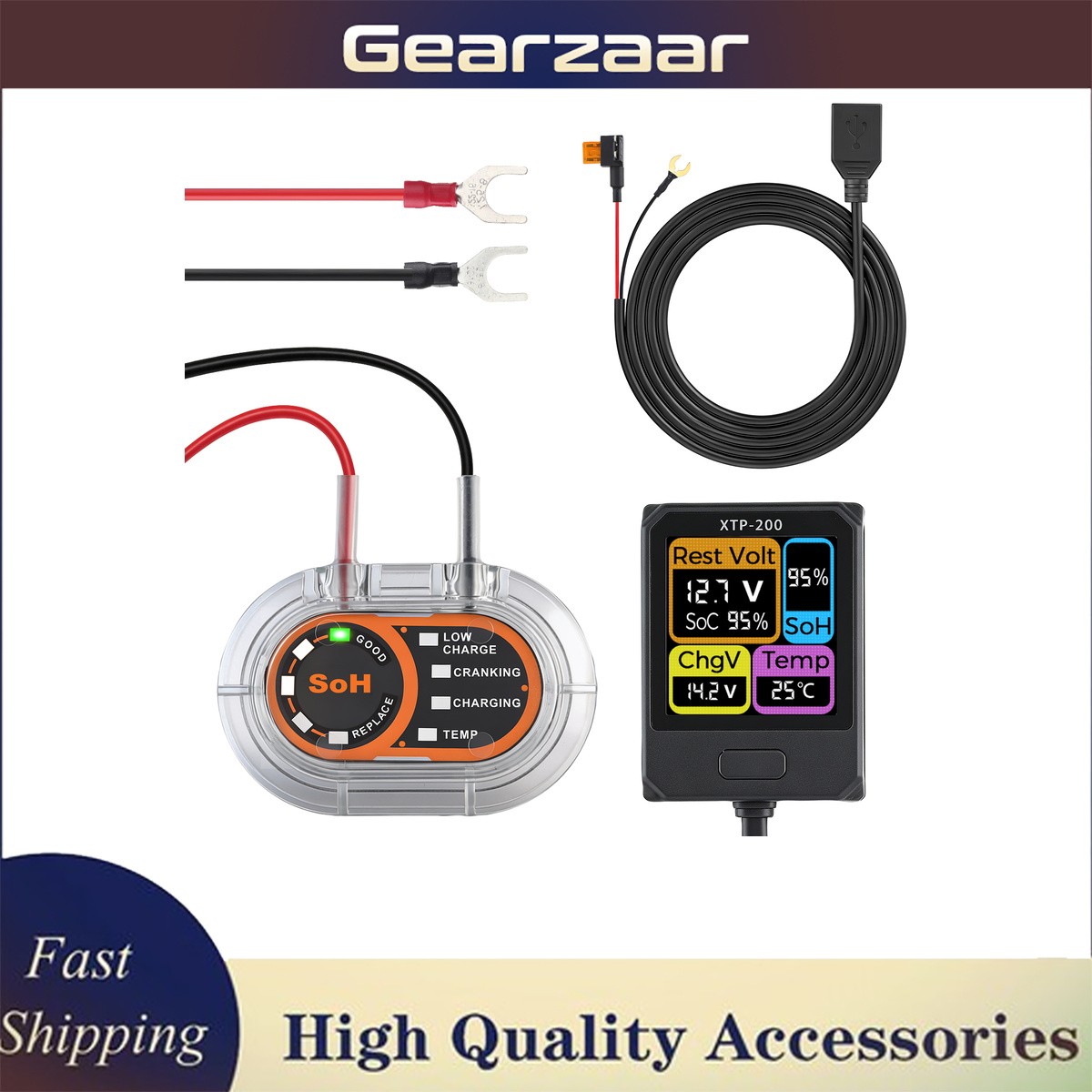 Car Battery Tester 12V Health Monitor Cranking Charging System GEARZAAR