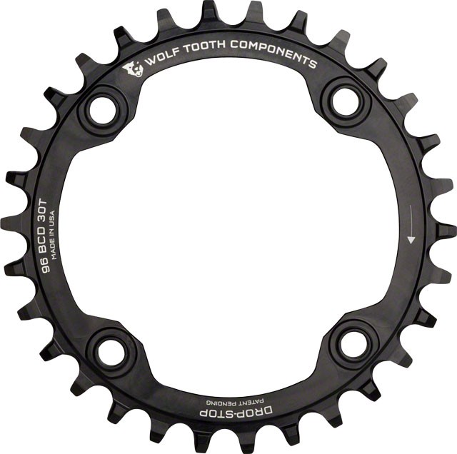 Wolf Tooth 96 Symmetrical BCD Chainring - 30t, 96 BCD, 4-Bolt, Drop-Stop, For Sh