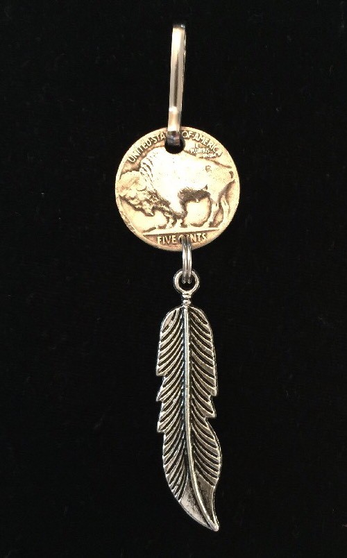 Authentic Buffalo Nickel Zipper Pull!  Jacket Handbag Purse Charm!  Us Seller!