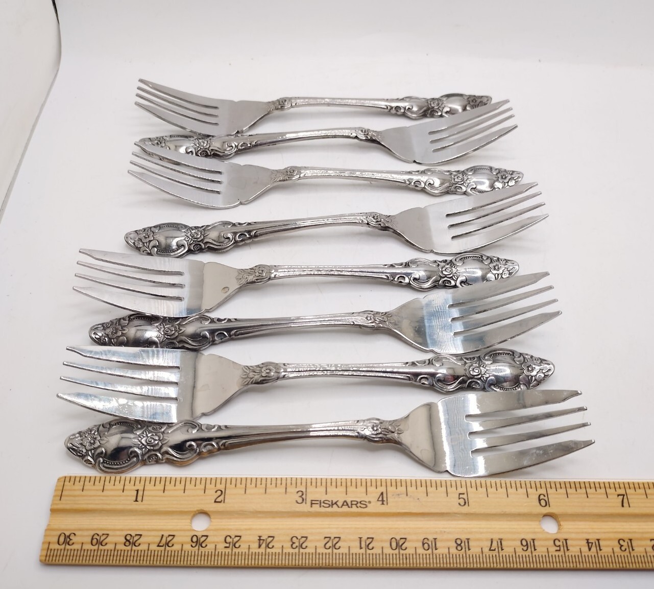 Vtg Stainless Steel Floral Scroll Edge Flatware Set Dillards Korea Retired 50pc