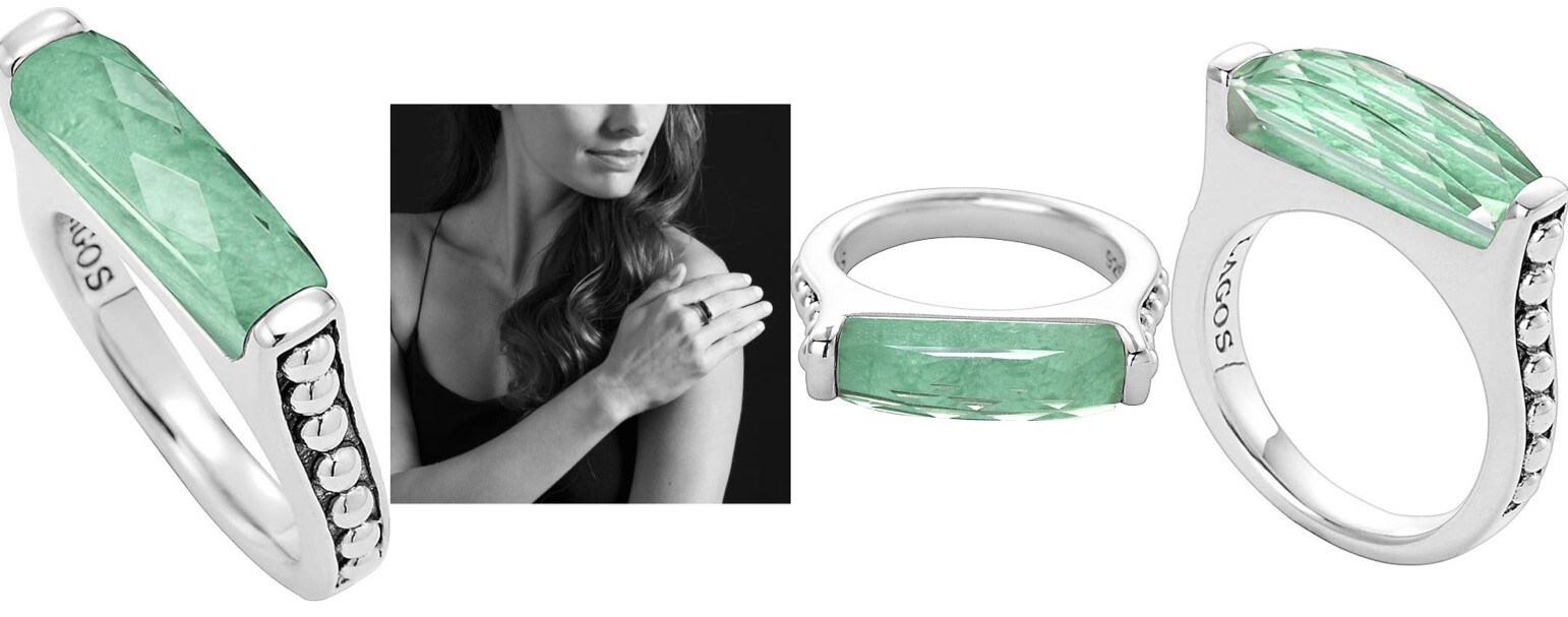 NWT LAGOS STERLING SILVER MAYA STONE STACK RING SIZE 7
