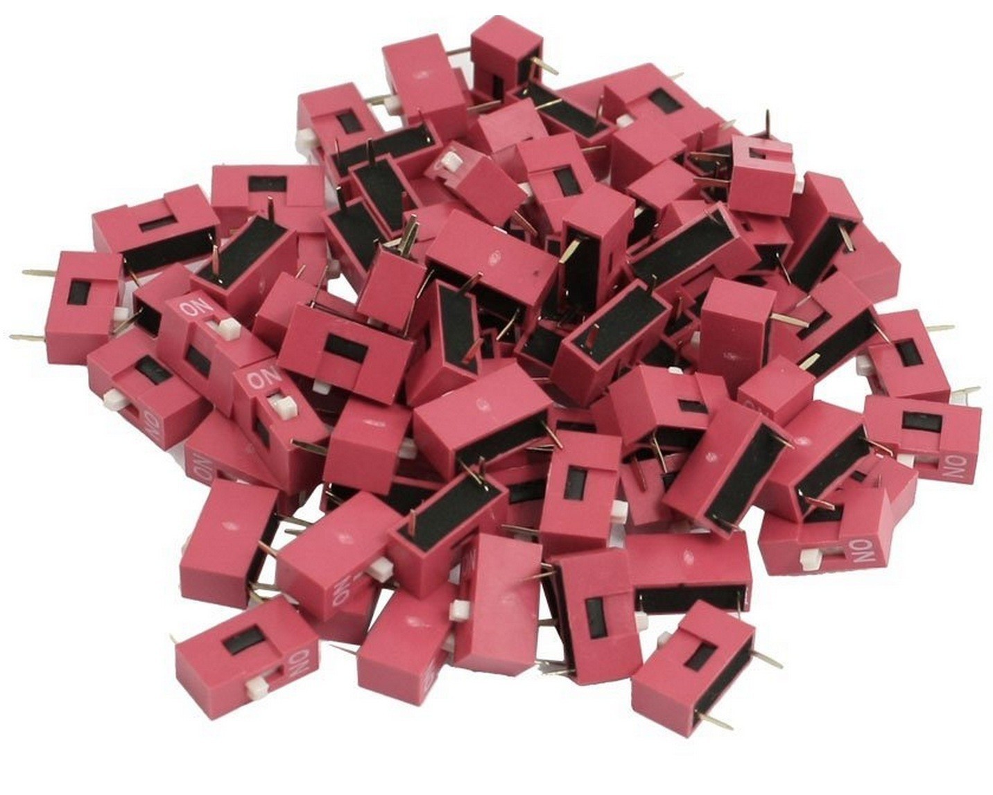 100pcs Slide Type Switch 1-Bit 2.54mm 1 Position DIP Red Pitch Y2
