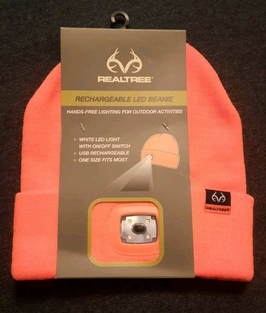 Realtree Rechargeable LED Beanie Orange Blaze Hunters Fluorescent Orange NWT