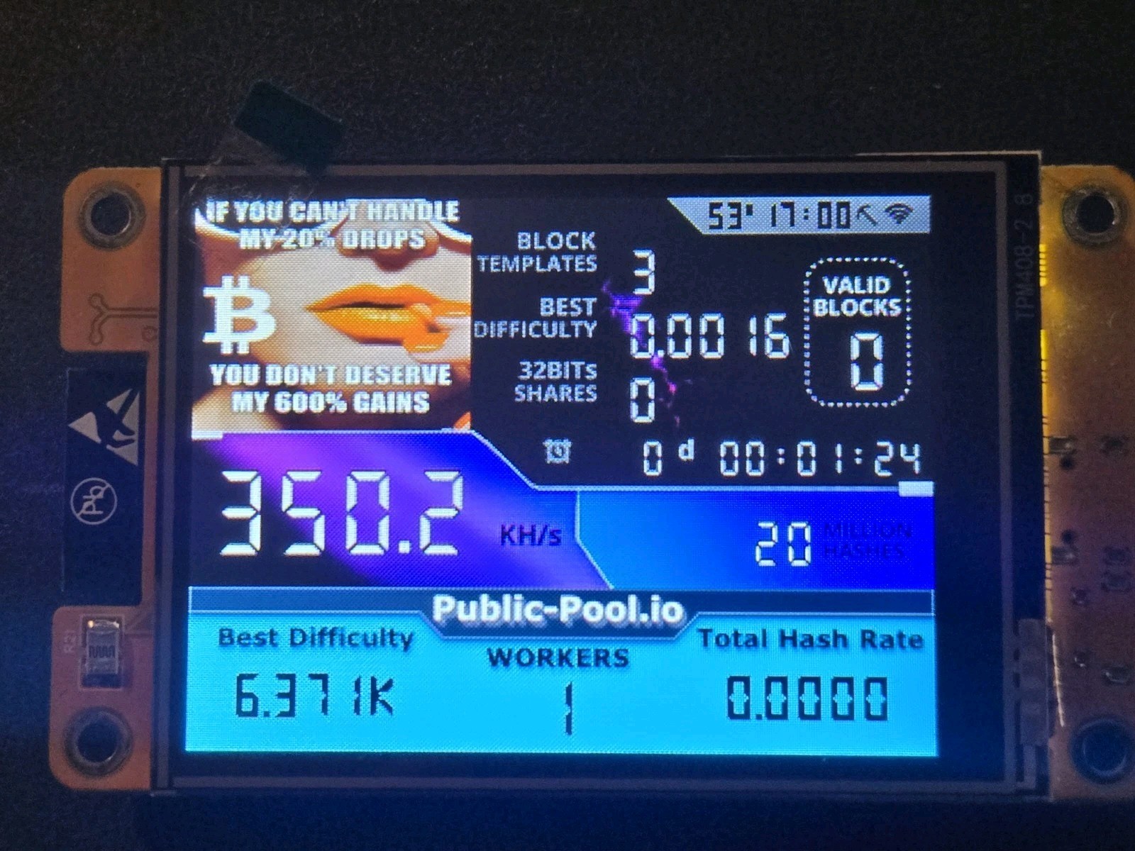 Nerdminer V2 350KH/s ☆Sexy 600% Meme Edition☆ Bitcoin Solo Nerd Miner (No Case)