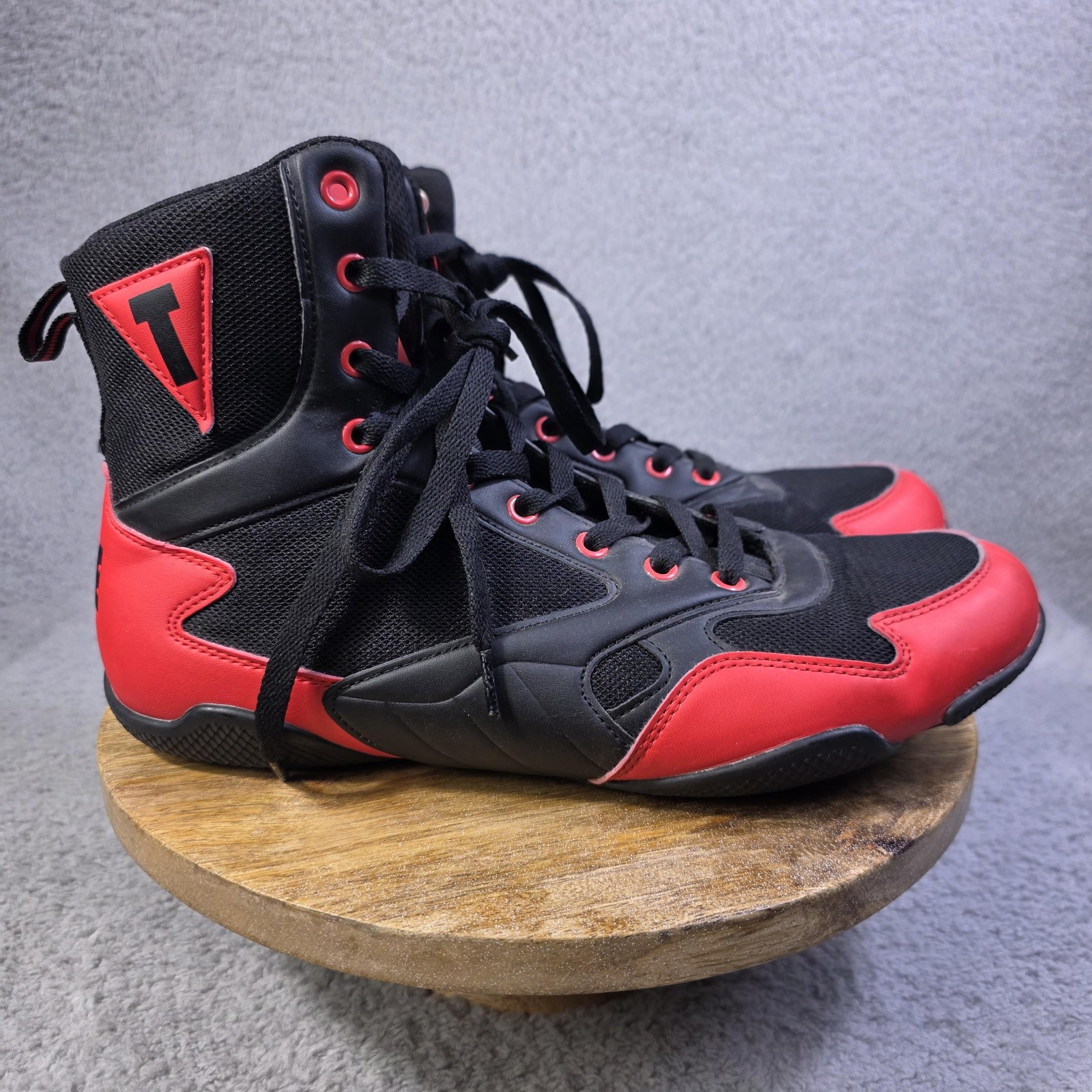 TITLE Boxing Shoes Mens Size 11 Black Red High Top Training Sparring Boots