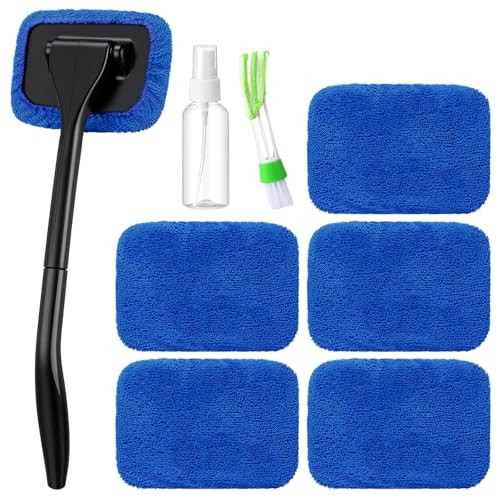 8 Pcs Car Windshield Cleaner Tool Kit with Removable Handle, Royal Blue
