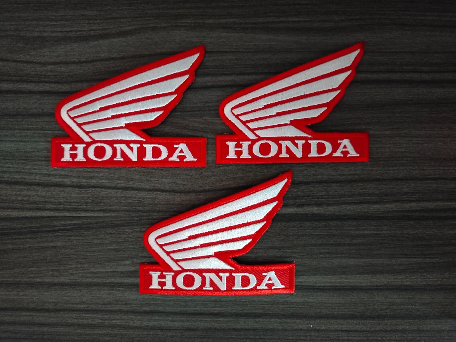 3pcs Honda Wing Red&White Motor Sport Car Iron on Patches Embroidered Sewn on