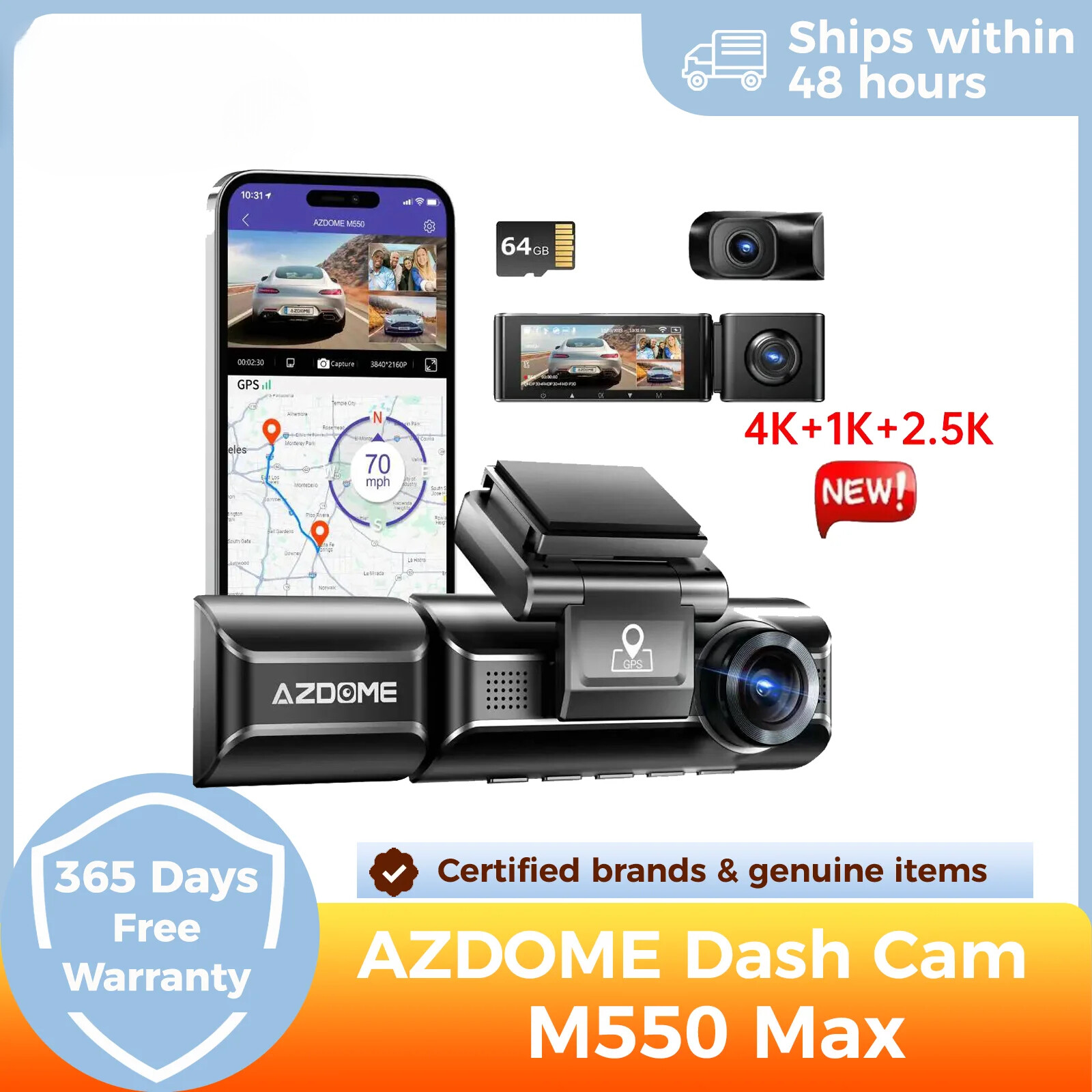 4K Dash Cam GPS Wifi Camera Car DVR 3.18”Screen Night Vision 24H Parking Monitor