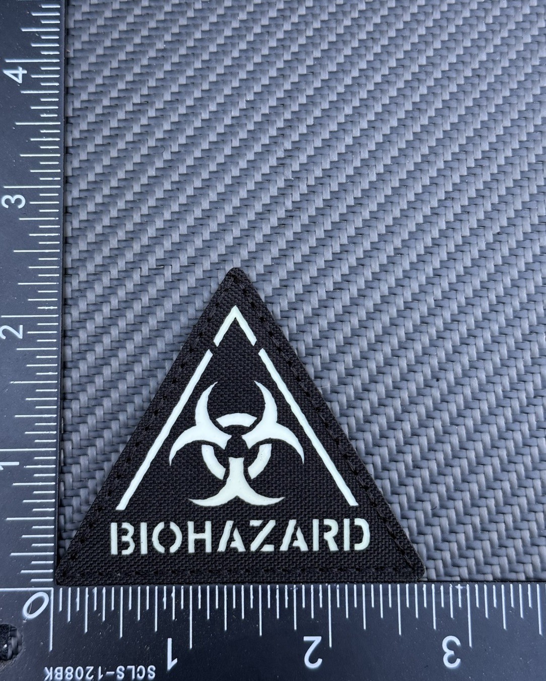 Biohazard IR Reflective Glow In Dark Patch Hook Loop Black