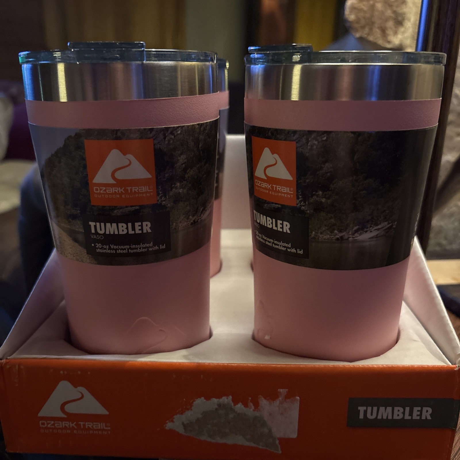 Ozark Trail Pink 20 oz. Vacuum-insulated Stainless Steel Tumbler with Lid NEW