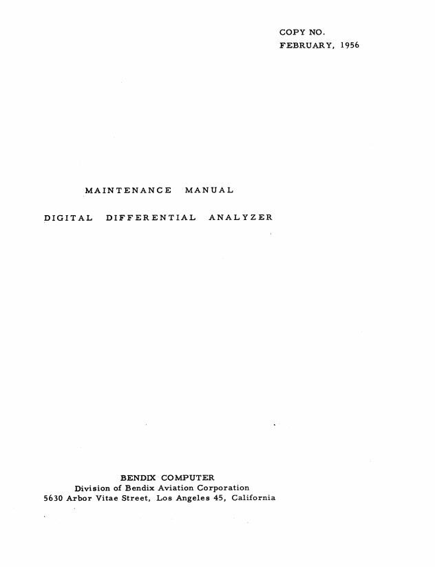 Bendix D-12 Digital Differential Analyzer Maint. Manual PDF Copy 4G USB Stick