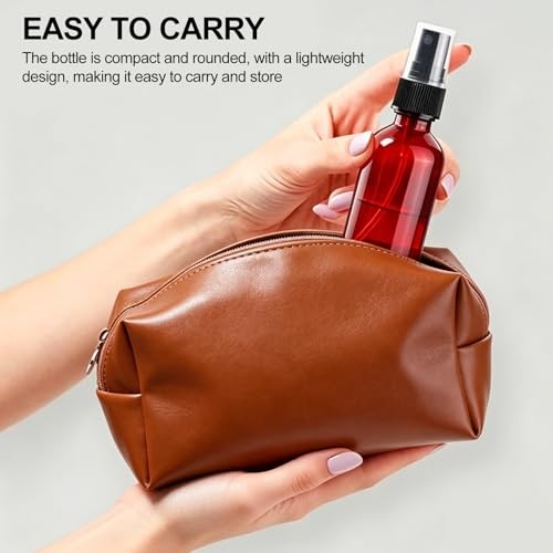 4 Pack 2 oz Amber Small Spray Bottles with 1pcs Funnels, Empty Spray Bottle