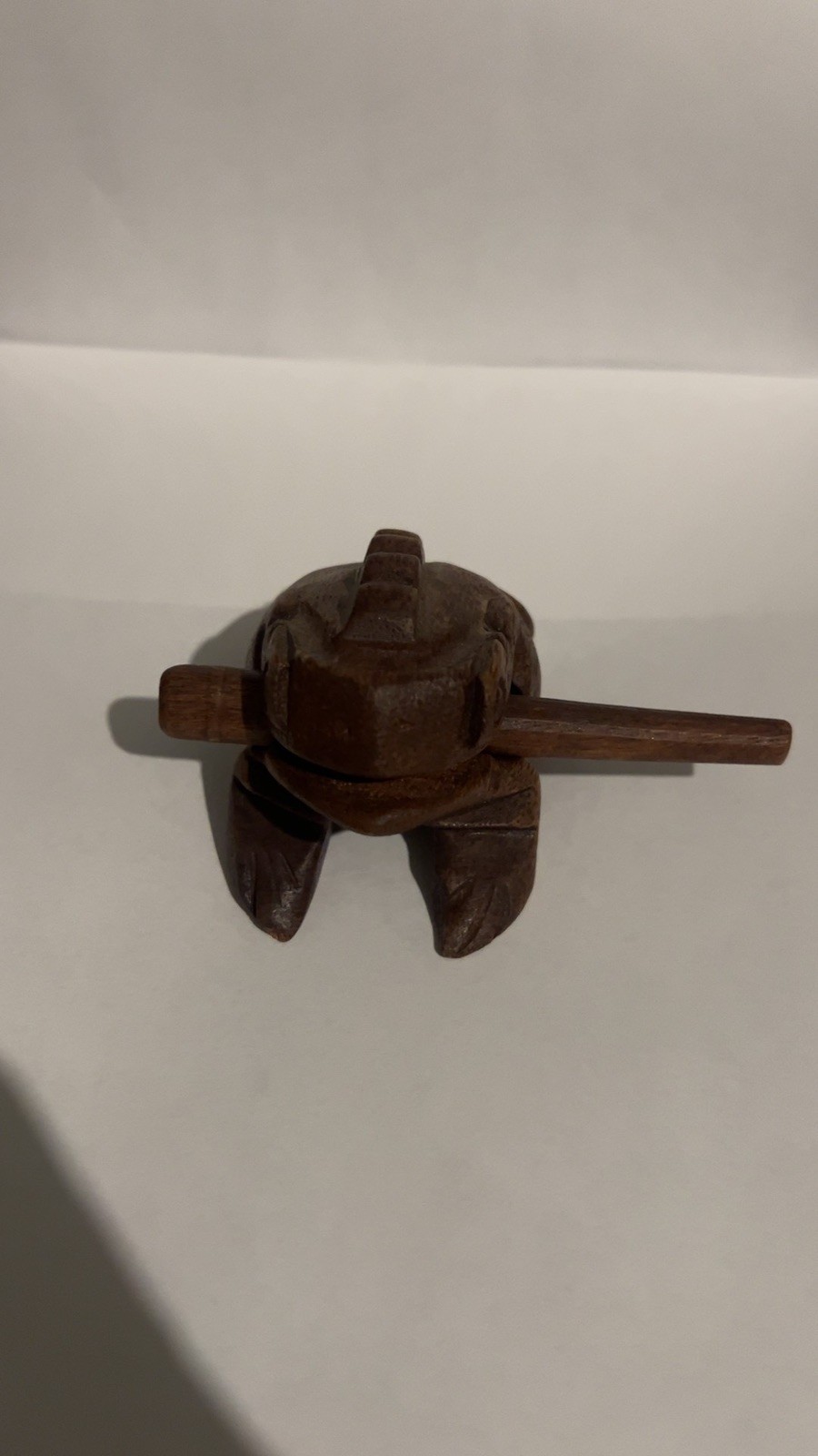 Wood Frog Guiro, a traditional percussion instrument. 4 3/4" L x 3" W x  2 3/4 H