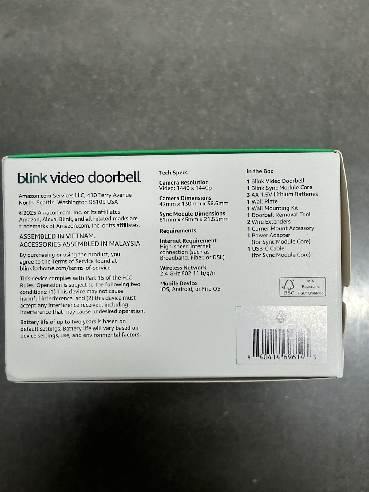 Blink Video Doorbell 2nd Gen Battery Powered w/ Sync Module, Alexa, Night