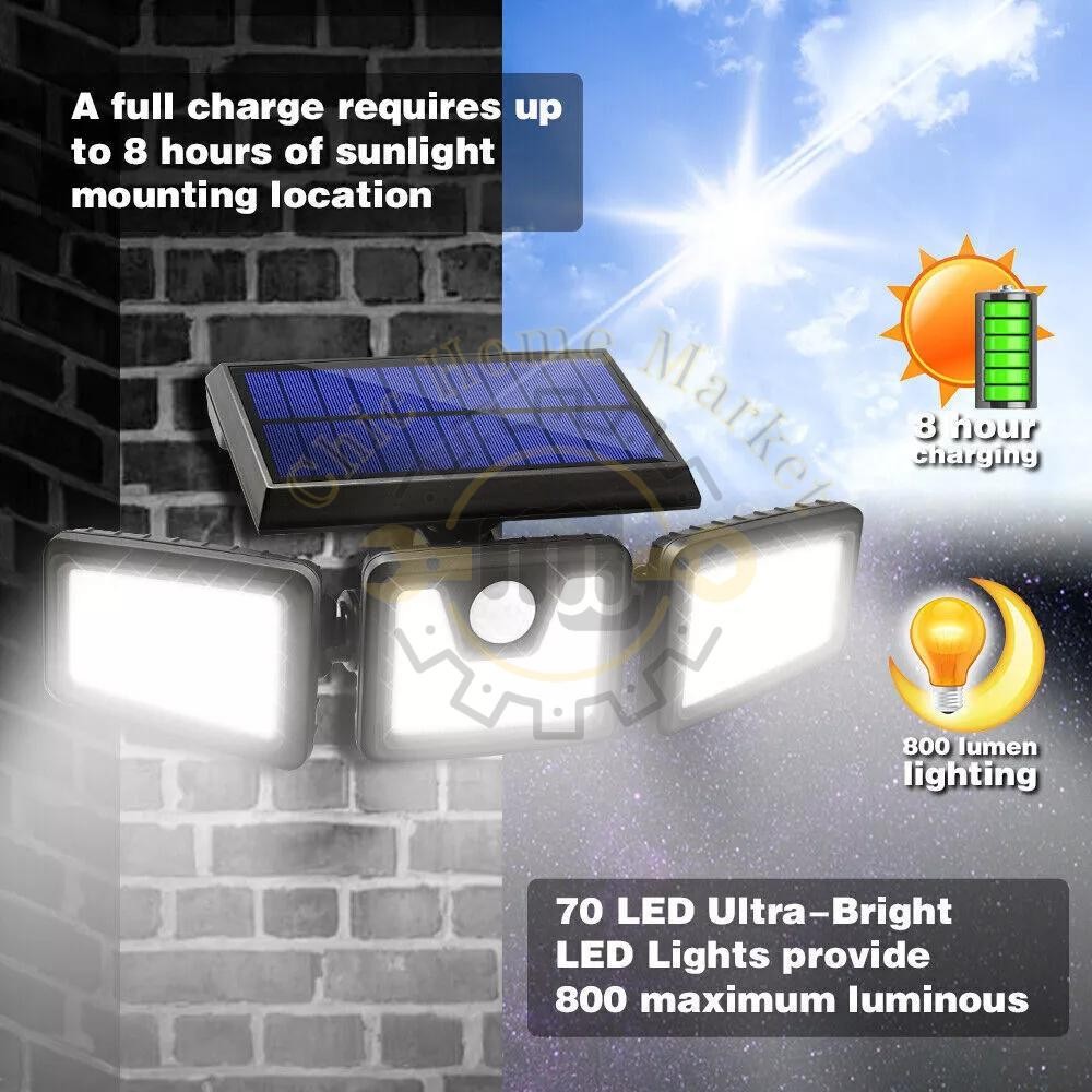 2 Pack LED Motion Sensor Solar Lights Outdoor IP65 Waterproof Security Lamp