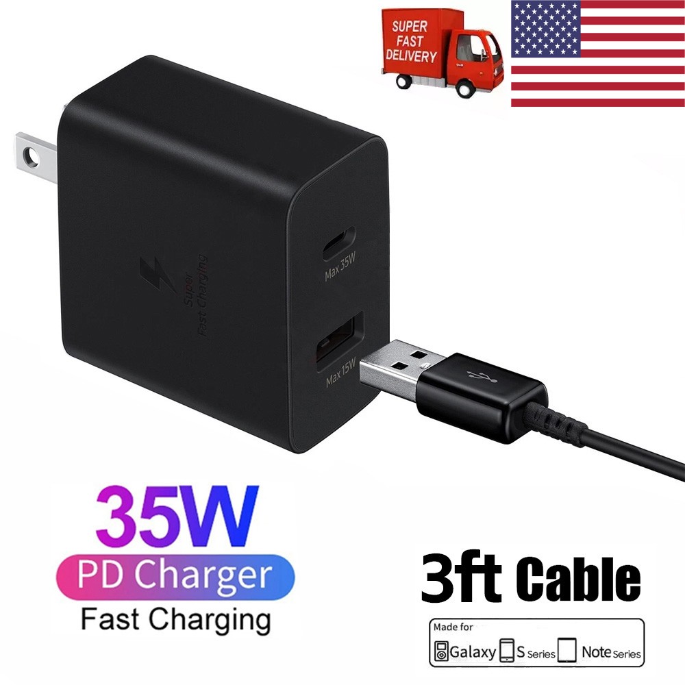 35W PD Power Adapter Duo USB-C-USB-A Fast Wall Adapter For Samsung S22 Ultra S20