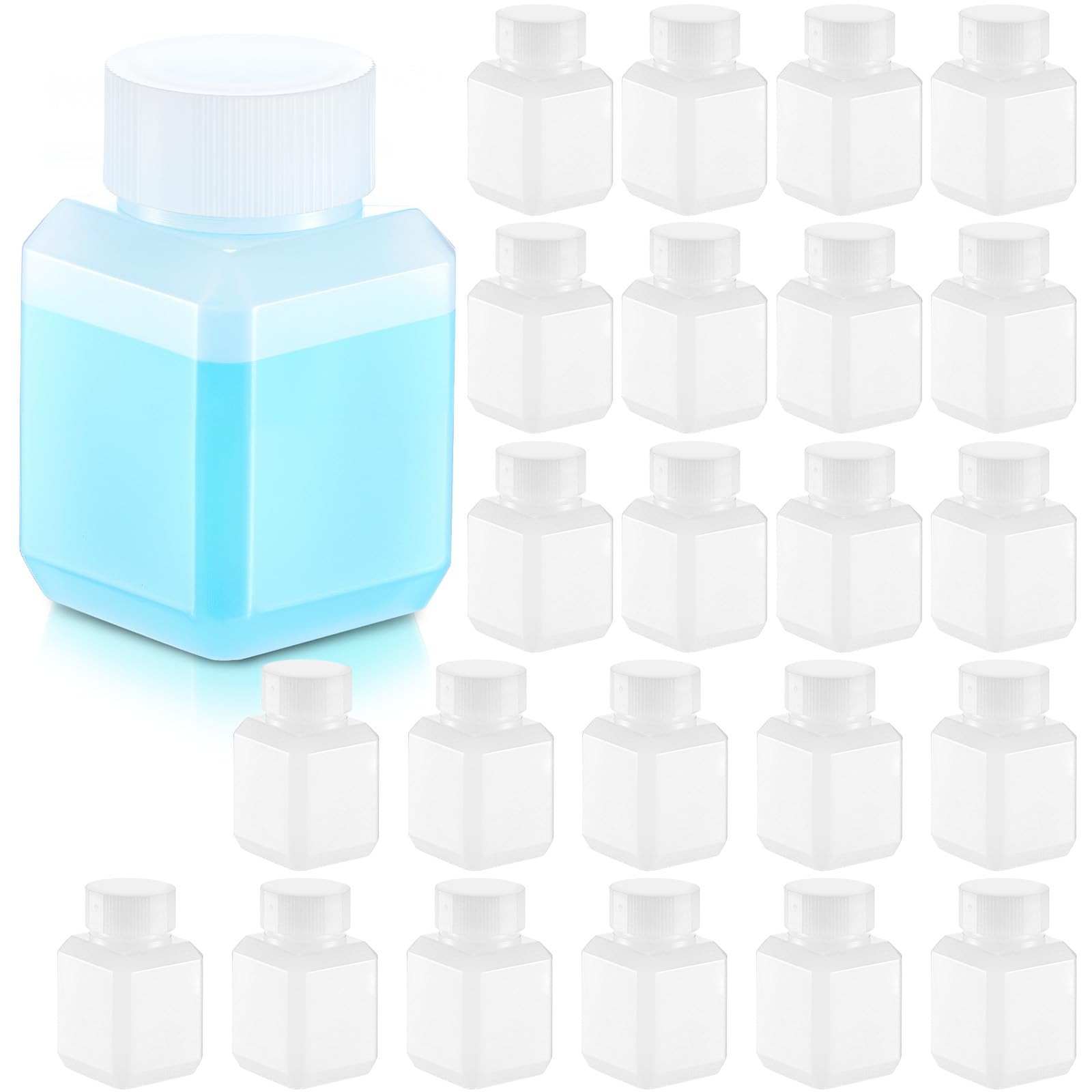 Ferrochef 24 Pcs 1 oz Leakproof Plastic Bottles with Caps, Wide Mouth Hdpe La...