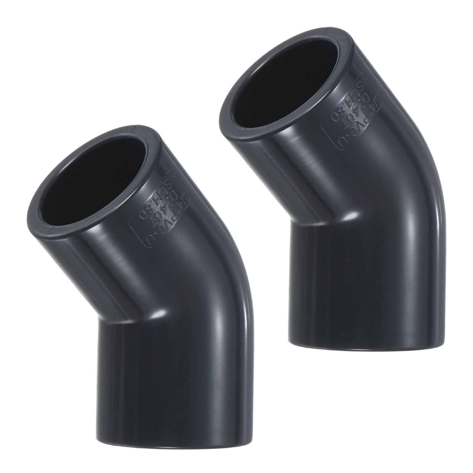 2-Pack 45 Degree Adapter Connector, 3/4" Socket UPVC Pipe Fitting Elbow, Grey