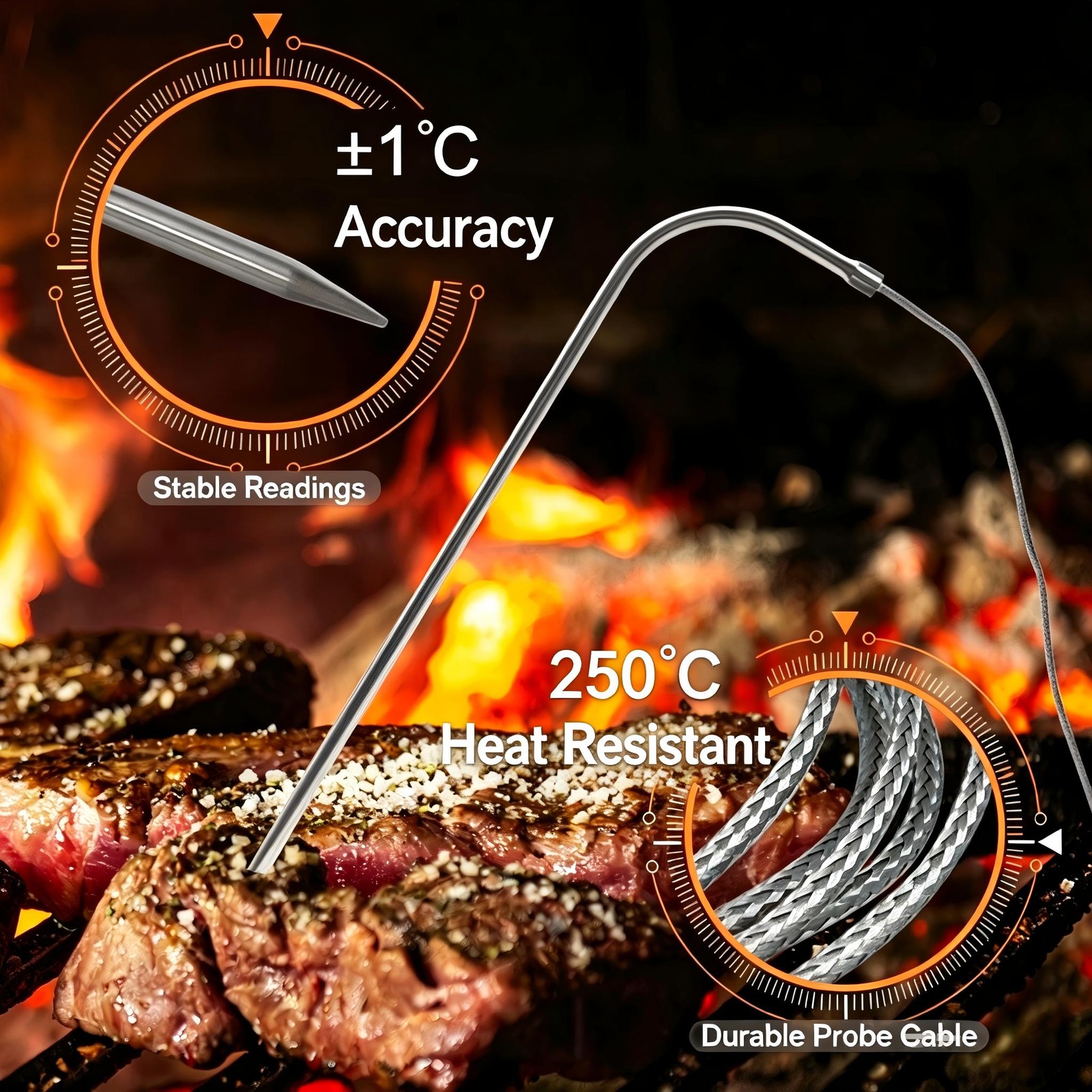 Digital Kitchen Timer Thermometer Probe BBQ Meat Food Cooking Tool