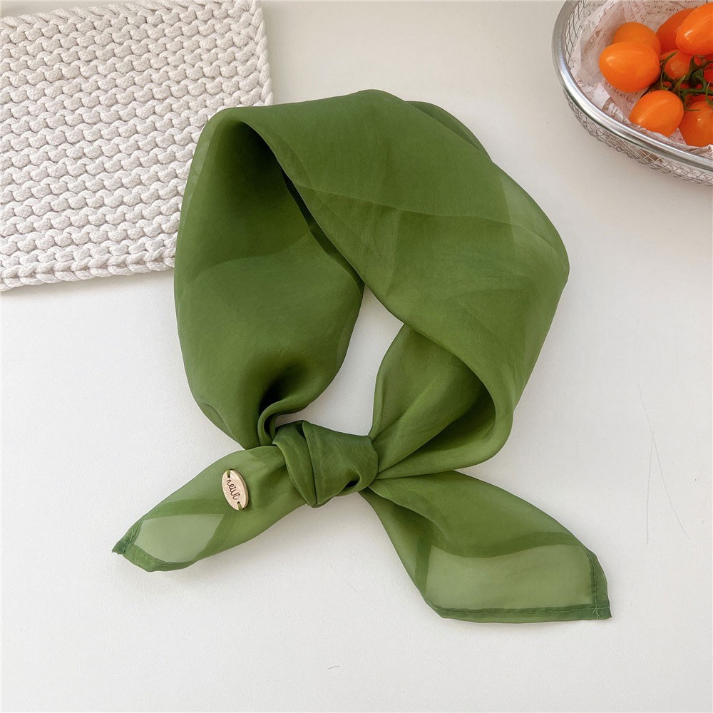 Small Square Scarf Women's Head Neckerchief Wrap Solid Color Hair Scarf 67cm ✲
