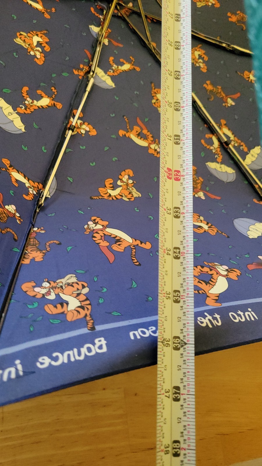 Disney Store Tigger Compact Folding Umbrella Blue, Manual All-Over Print