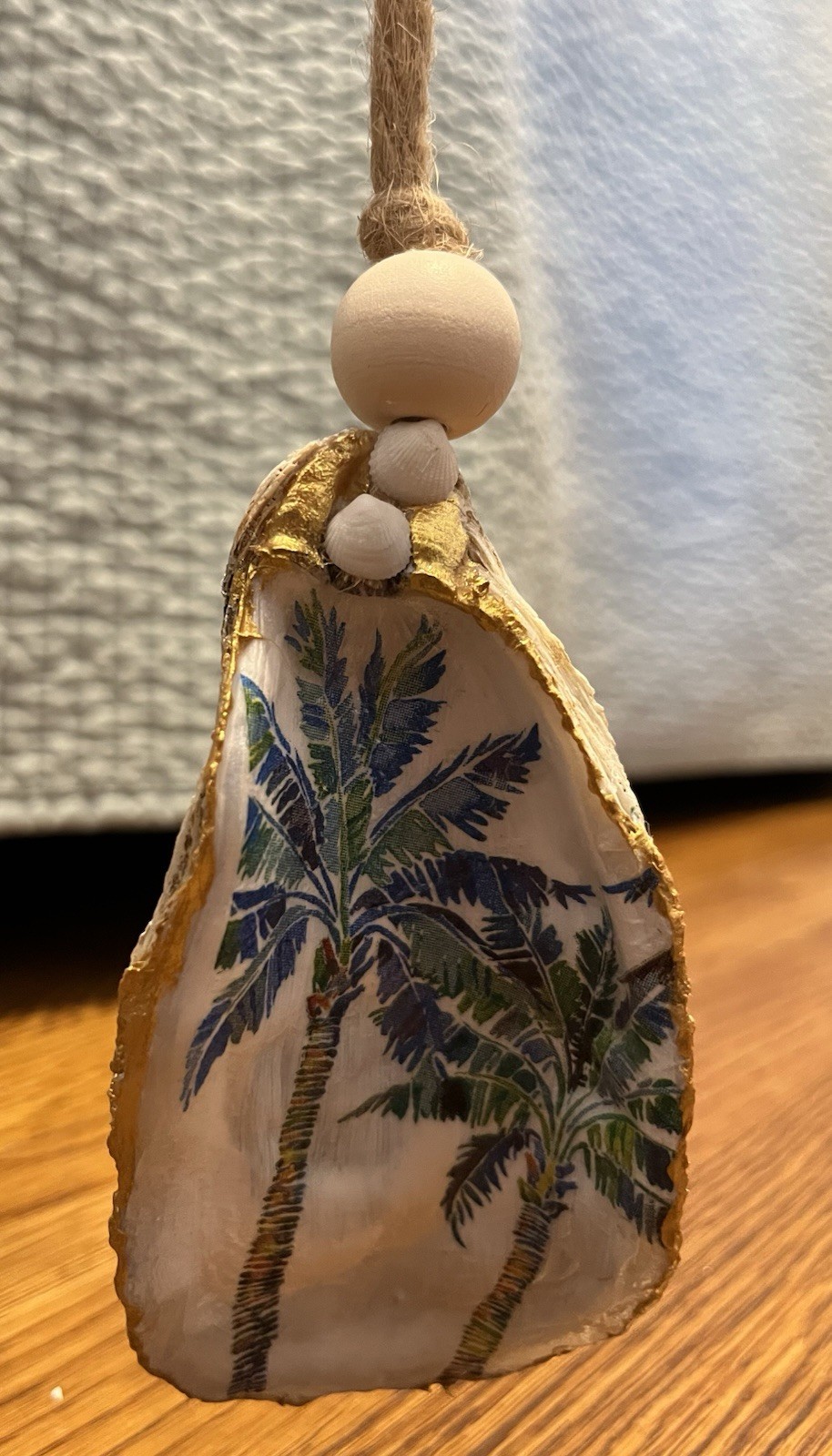 Decoupage Palm Tree On Oyster Shell Great For beach Theme
