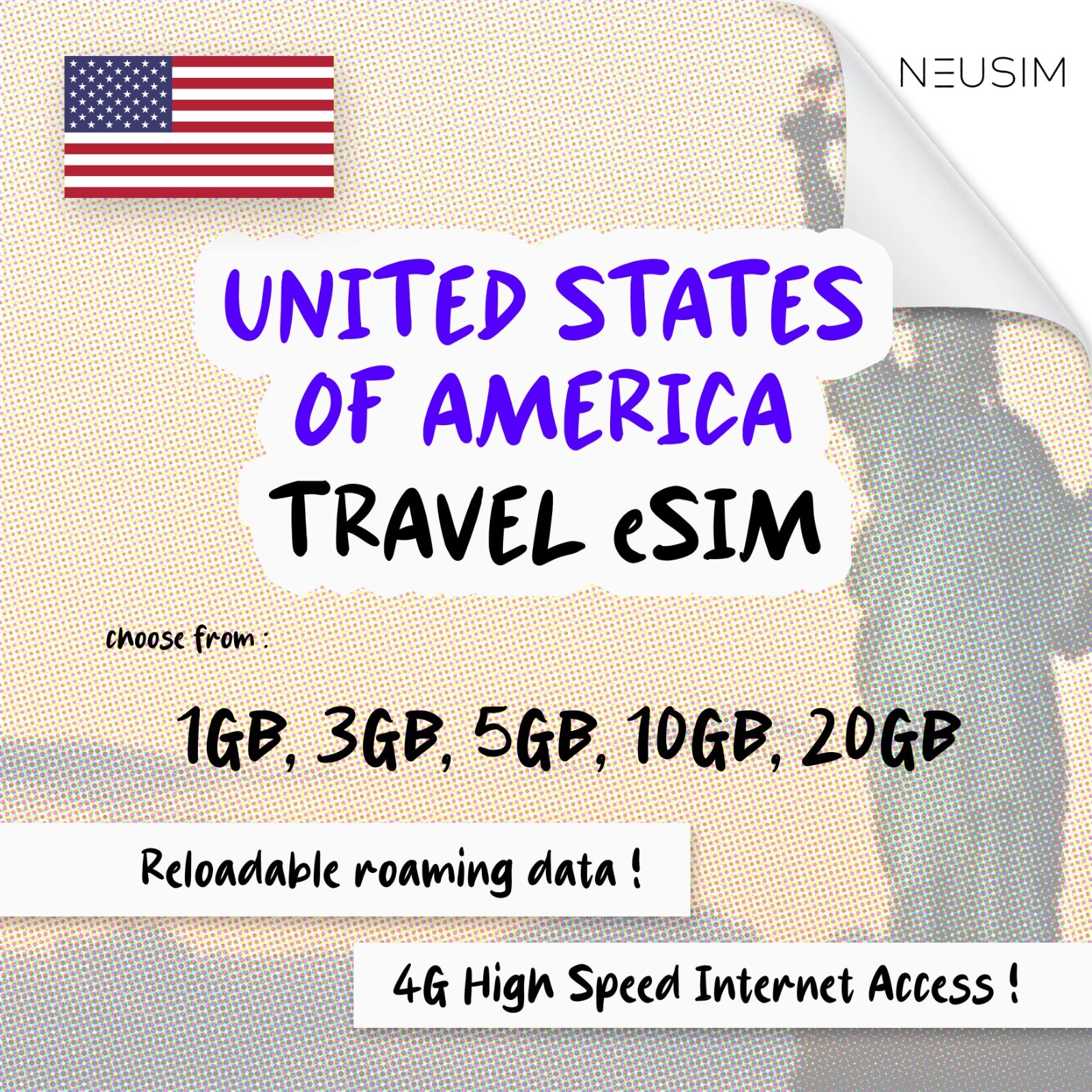 NeuSIM USA eSIM 5-20GB Data | Same Day DELIVERY!