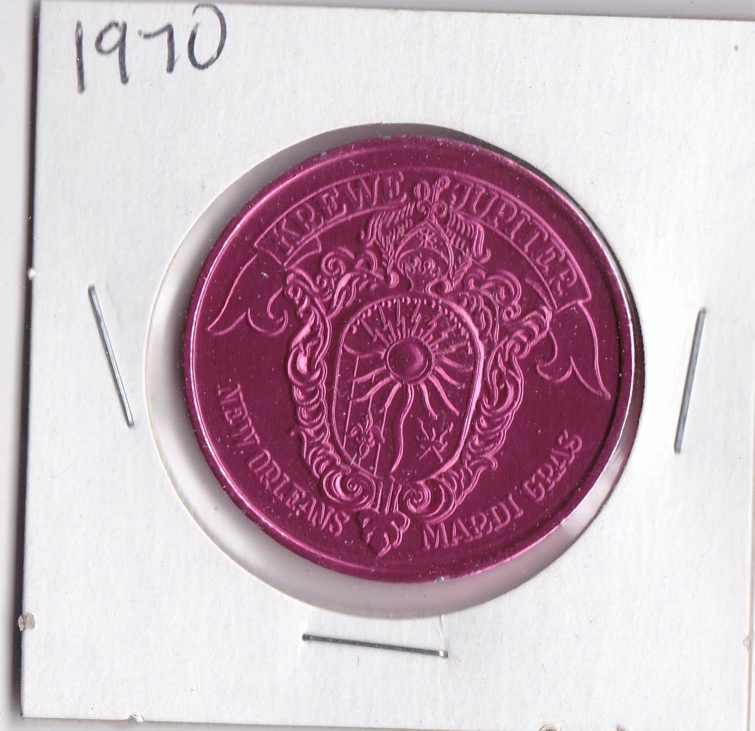 1970 Mardi Gras ALUMINUM  DOUBLOON  KREWE OF JUPITER NEW ORLEANS  (Pink L1)