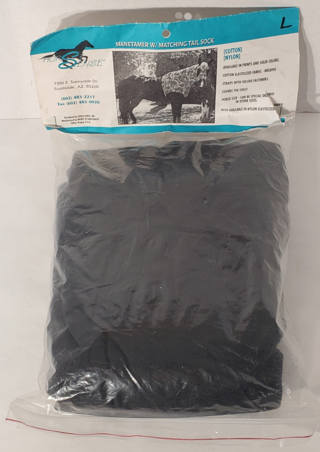 Horse Sense Head/Shoulder Sleazy / Manetamer and Tail Sock Black- UNUSED Large