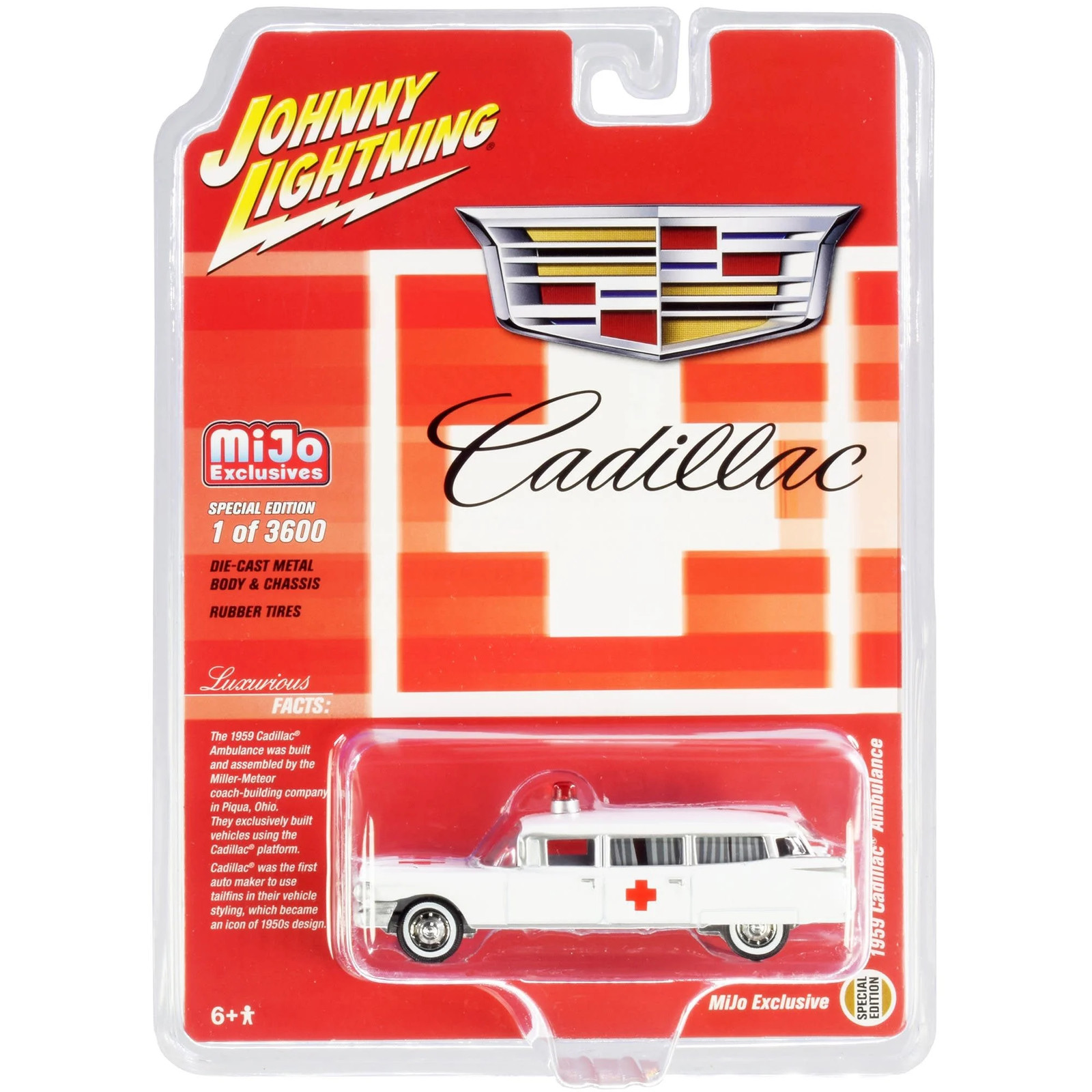 JLCP7350 Johnny Lightning 1959 Cadillac Ambulance White MiJo Exclusive