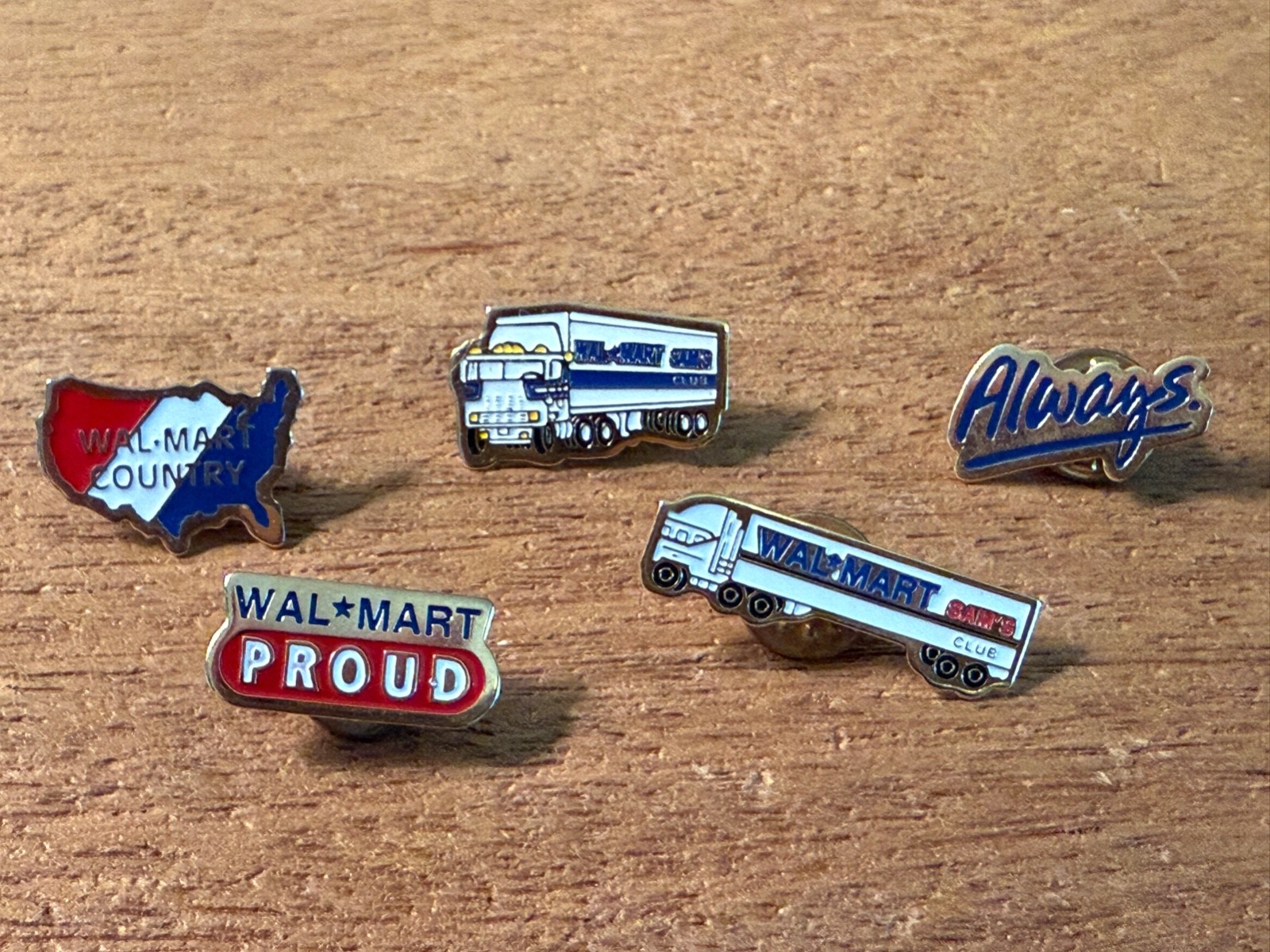 FIVE Wal-Mart Lapel Pins NEW Very Unique Wal-Mart Truck Sam's Club ALWAYS