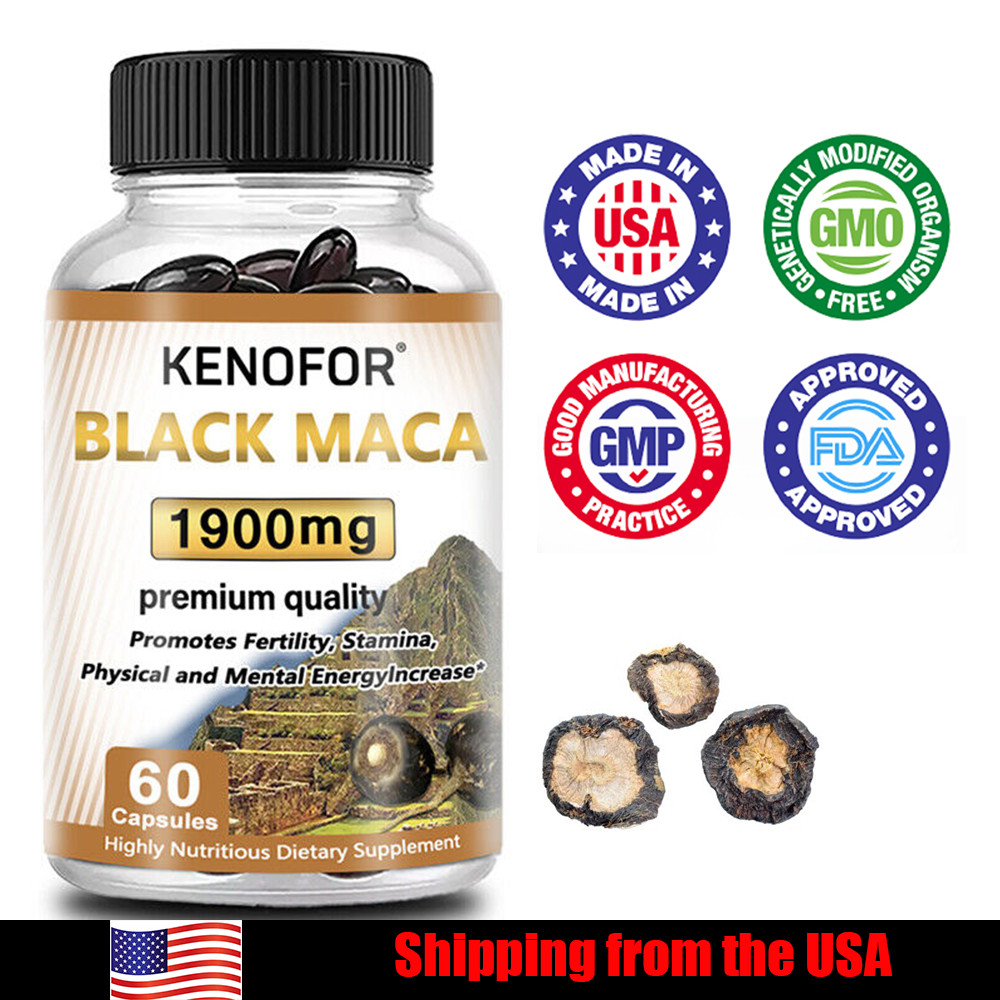 Male sexual function regulation | Organic Black Maca Capsules | 60 Capsules