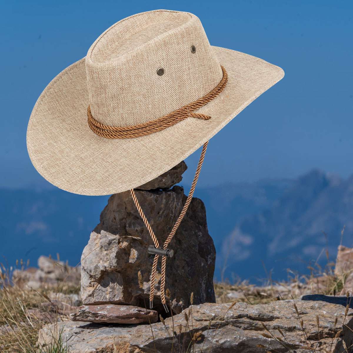 Mens Women Cowboy Fedora Hat Summer Wide Brim Linen Mesh Bucket Cap Outdoor Hats
