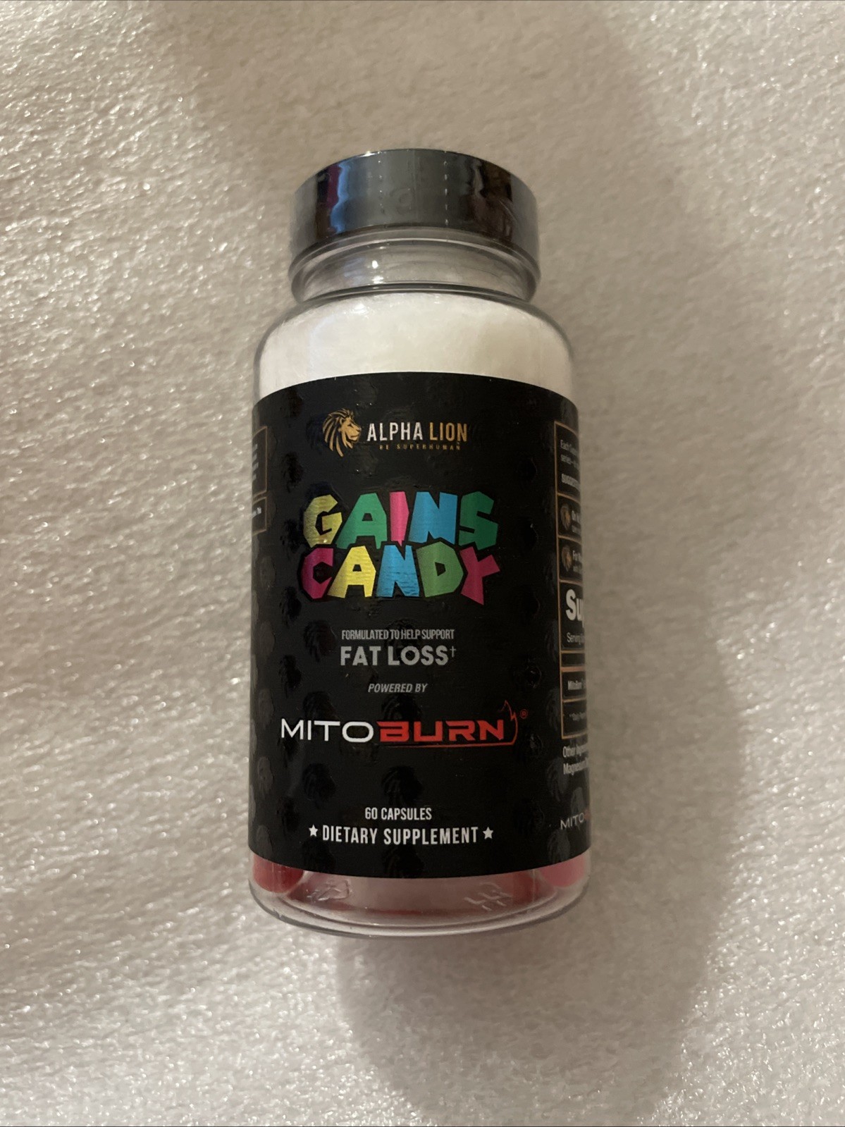 Alpha Lion Gains Candy Fat Loss Mitoburn 60 Capsules Exp 08/2026