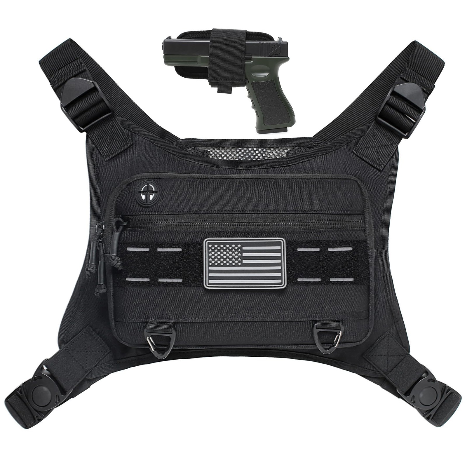 Sports Chest Pack for Men Front Bag Fits Most Pistols Pouch Black