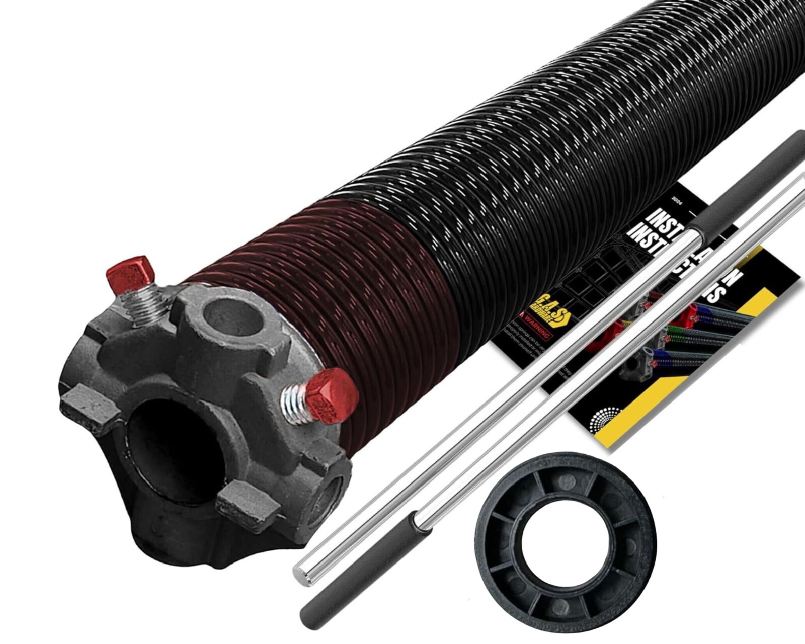 Garage Door Torsion Spring 234x1.75x35- Black for RIGHT SIDE with Bushing & Bars