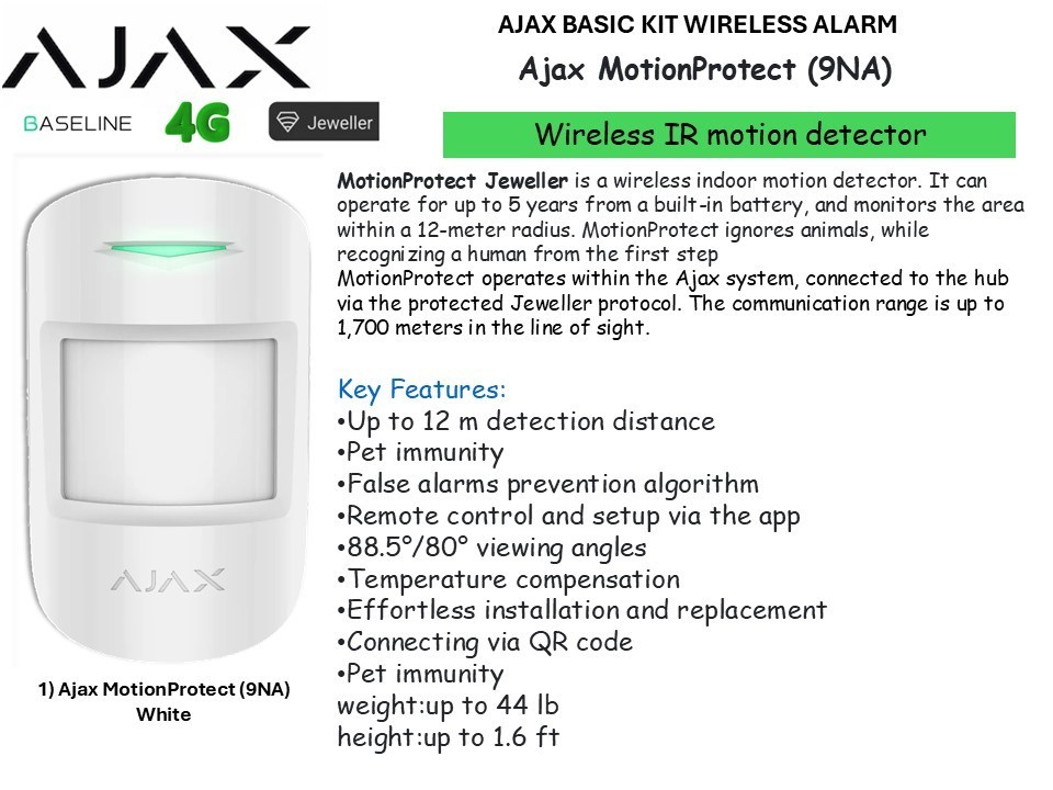 Ajax BASIC KIT HUB2 (4G) ETHERNET WIRELESS ALARM