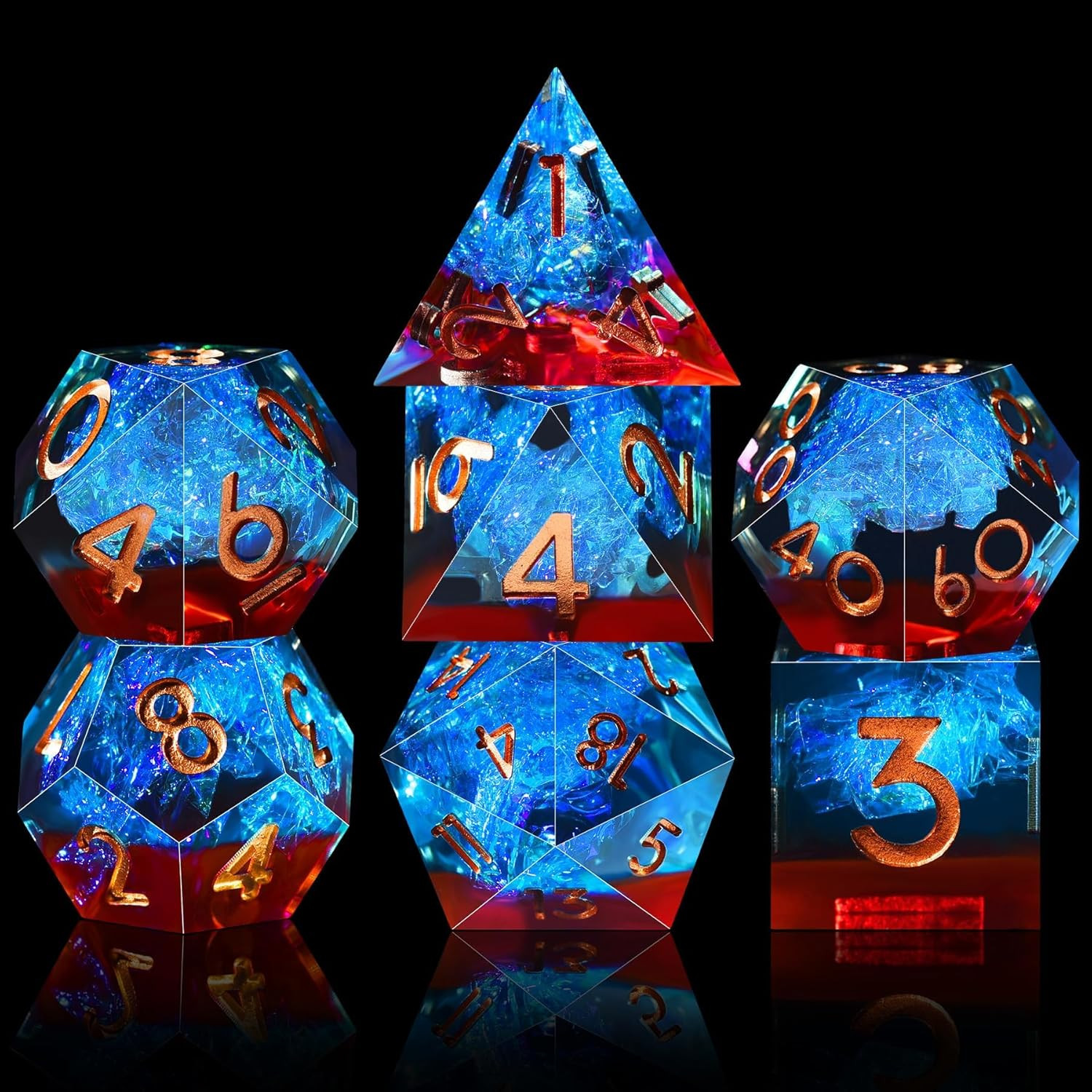 7-Die DND Dice Set Handmade Sharp Edge Polyhedral Dice for Dungeons and D