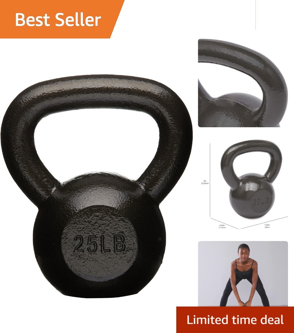 25 lb Solid Cast Iron Kettlebell with Textured Grip for All Fitness Levels