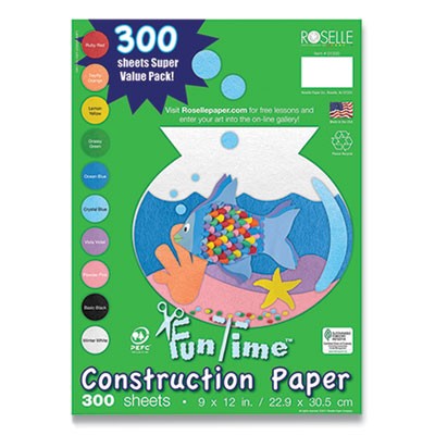 Roselle Paper Co CON01300_40 76Lb Art Heavyweight Paper 9X12 Assorted 300Pk