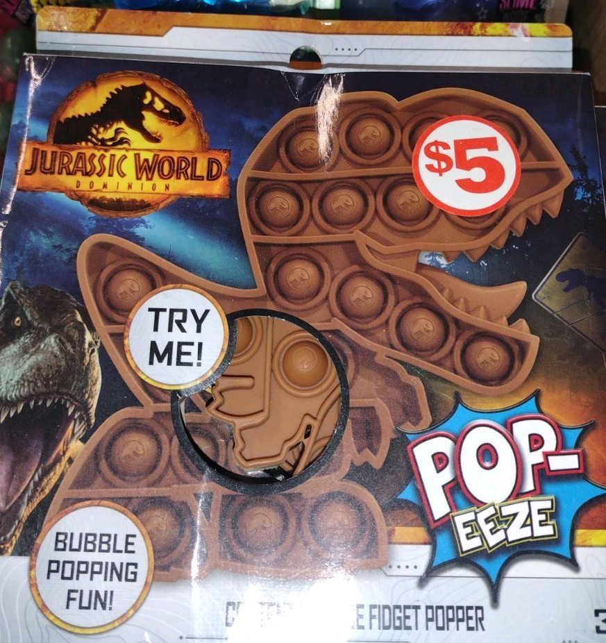 NIP Brown T-Rex Pop-Eeze Fidget Popper Toy By Jurassic World Dinosaur Pack of 4
