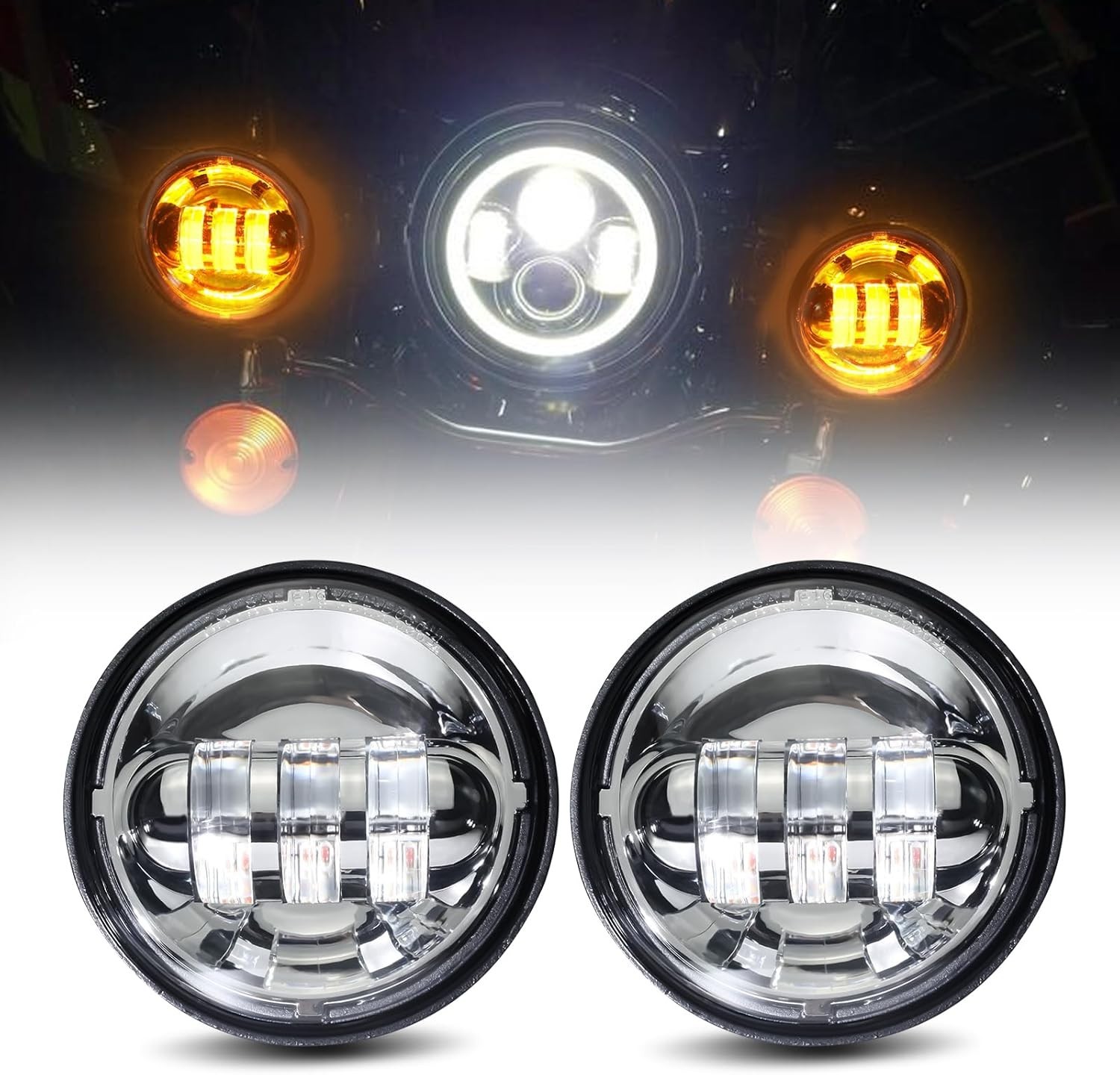 2 PCS 4.5 Inch LED Fog Lights LED Passing Light for Amber Light