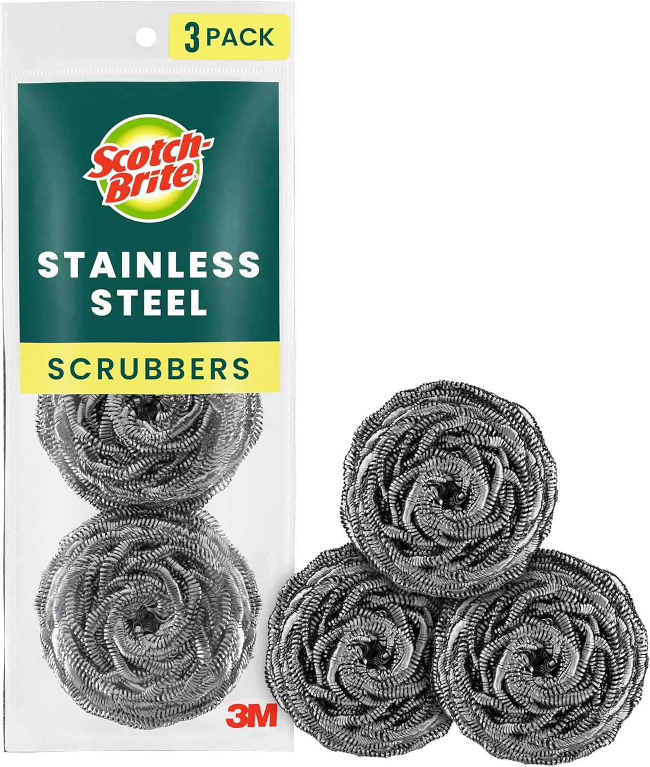 Stainless Steel Scrubbers, Scouring Pads for Cleaning Tough Baked-On Messes, Met