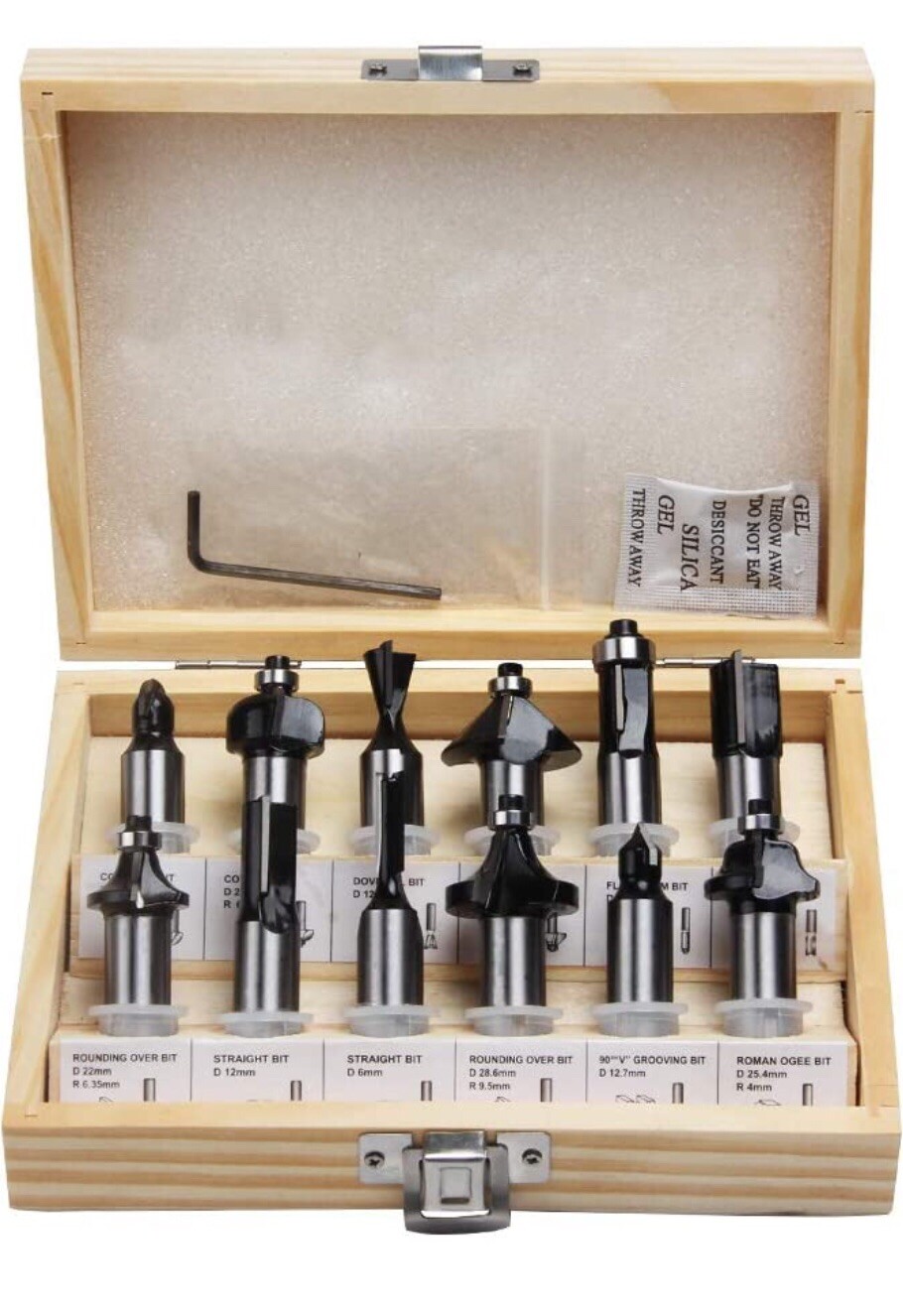 New FivePears Router Bit 12 Piece Ster Tungston Carbide 1/2” Shank DIY Woodwork