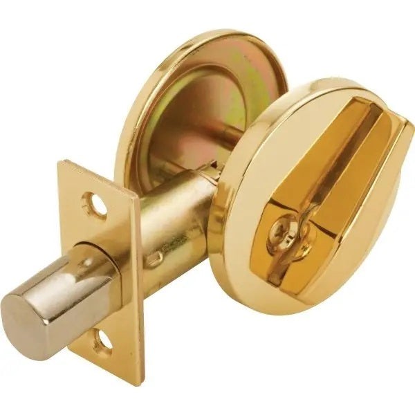 WorldWide Sales Online One Way Deadbolt, Polished Brass With Cover Plate NO KEYS