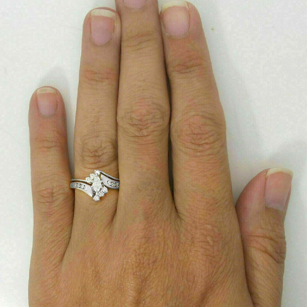 Lab-Created Marquise Cut 2.10 Ct Diamond Engagement Ring 925 Sterling Silver